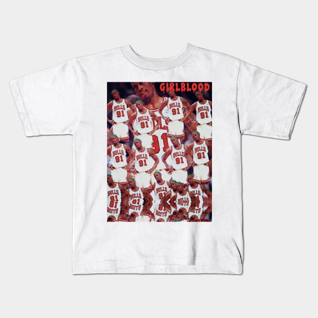 GIRLBLOOD RODMAN LOGO Kids T-Shirt by GIRLBLOOD